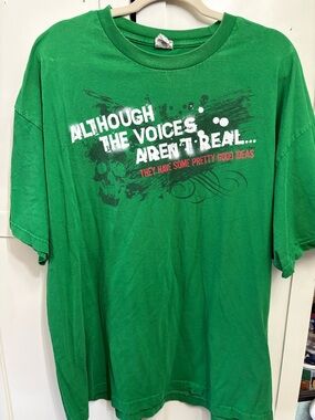 Green Graphic Band Tee - Bold White & Black Print